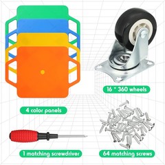 4 Pack Sports Scooter Board with Handles – Plastic Casters for Kids, Indoor/Outd