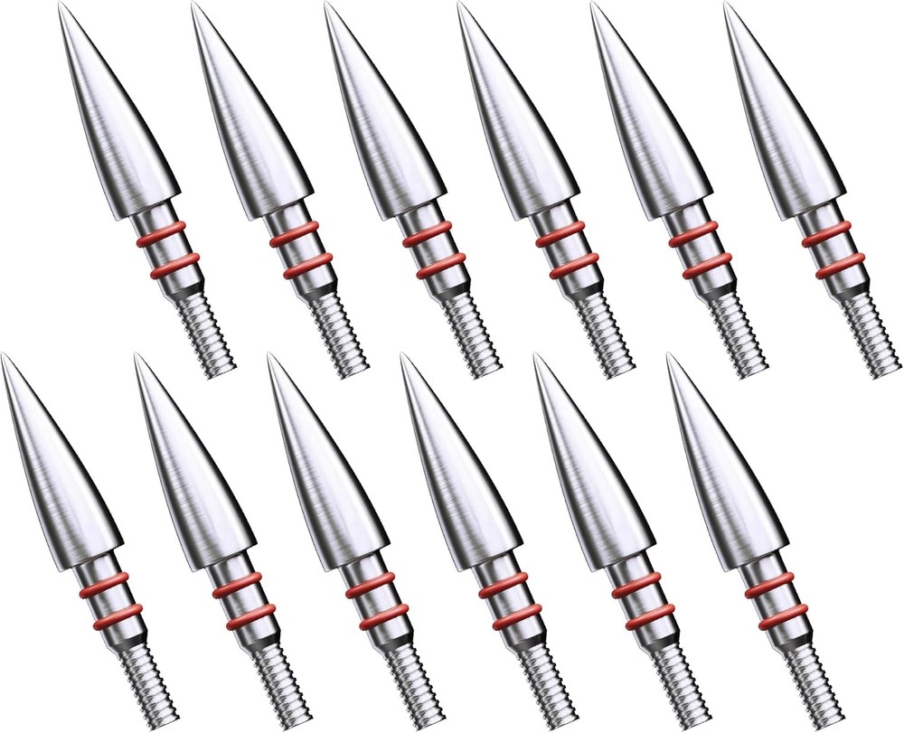MOLFUZ 12pcs Archery Field Points 100/125/150/200/300 Grain, Stainless Steel Scr