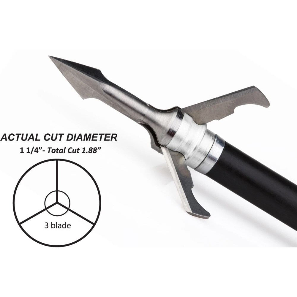 Grim Reaper Fatal Steel Broadhead 3 Blade Mechanical 1 1/4″ Cut 100gr 3pk 1301