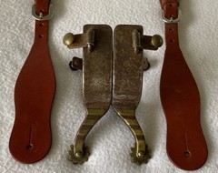 Bob BLACKWOOD Handmande Brass Mounted Men’s 1-1/4″ WIDE Band Working Ranch SPURS