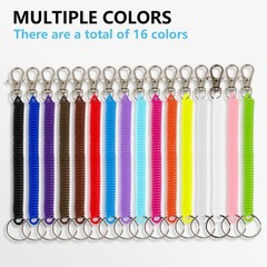 16Pcs Retractable Spring Coil Keychain Colorful Spiral Wrist Coil Key Chains …