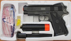 Airsoft Spring Pistol W/Barre Extension, Safety Glasses 230 FPS