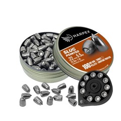 HARPEX Pro 100 Count CYLINDRICAL POINTED SLUG 5.5mm .22 Caliber Airgun Pellets
