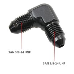 90 Degree Aluminum -3 AN Male Flare to 3AN 3AN to 3AN 90 Degee, Black, QTY: 1