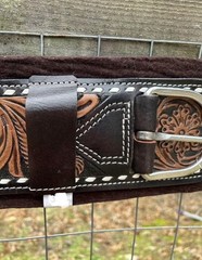 32” Size Tooled Leather Felt Bottom Western Girth Cinch