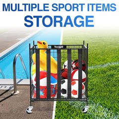 YES4ALL Metal Rolling Sports Ball Storage Cart w/ Lockable Wheels – Heavy-Duty