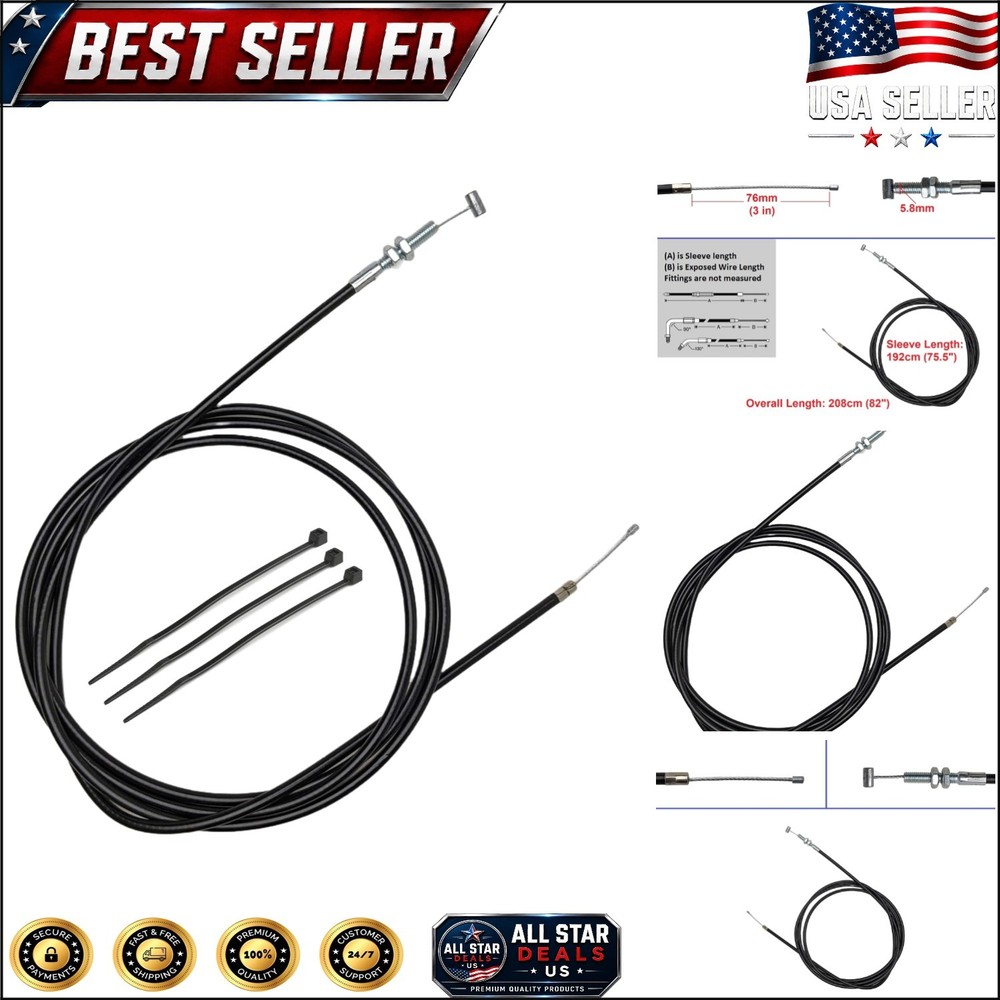 Universal 75-Inch Heavy Duty Throttle Cable for Go Kart, Mini Bike, Dune Buggy