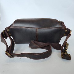 Genuine Leather Fanny Back Brown Unisex Dark Brown Adjustable Stitching