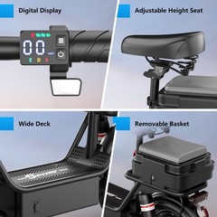 749W Off-road Electric Scooter, 48V 15A Large-capacity Battery, 35 Miles