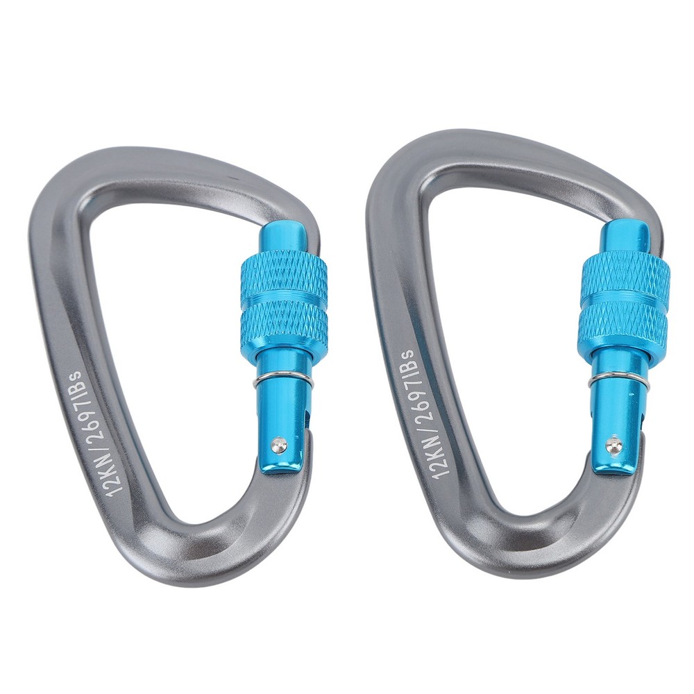 2PCS Compact Locking Carabiners For Outdoor Activities D Shape Popular
