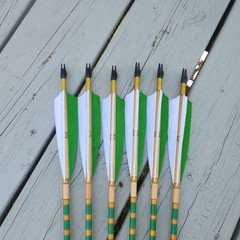(6) Cedar Arrows – TopHat Outserts 8in Tail Taper – 5″ Turkey Fletch – 45-55#