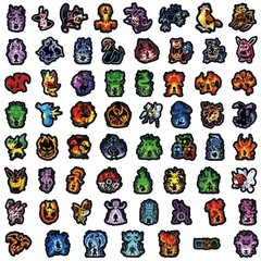 60PCS Neon Pokemon Stickers Waterproof Vinyl Laptop Water Bottle Skateboard Deca