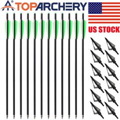 Hunting 20 inch Archery Carbon Crossbow Bolts Half Moon Nock OD 8.8mm Arrows