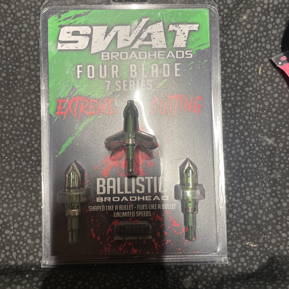 Swat Broadheads 4Blade Series Ballistic Broadhead 100 Grain Convert To 125 Grain