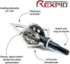 Rexpid NURI Fixed Broadheads 125 Grain – 3 Pack – Fixed Hunting Arrows Heads, Ro