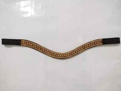 Leather Designer Clear Crystal Stylish Golden Chain Browband For Horse Bridle.