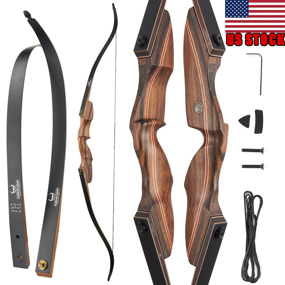 Wooden Archery Takedown Recurve Bow 60″ for Adults 25-60LBS Target & Hunting