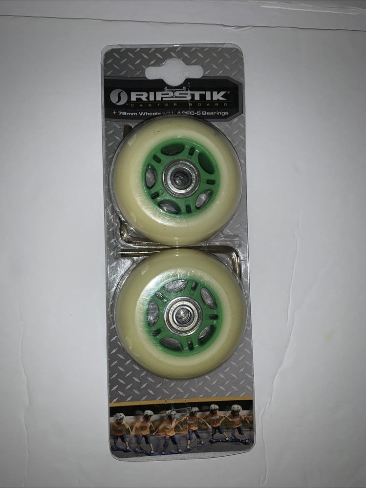 Razor Ripstik Caster Board 76mm ABEC -5 Set of Two Wheels Green NOS
