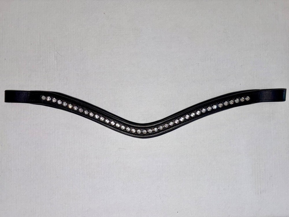 NEW KL Select Prix Curved Crystal browband, black, horse/full size (16″)