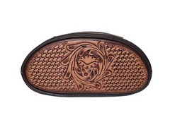 Challenger Pebbled Brown Leather Hand-Tooled Saddle Pommel Bag 102QSA07