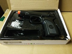 Metal Spring Powered Airsoft Pistol in Black Shoots 6mm BBs G29B