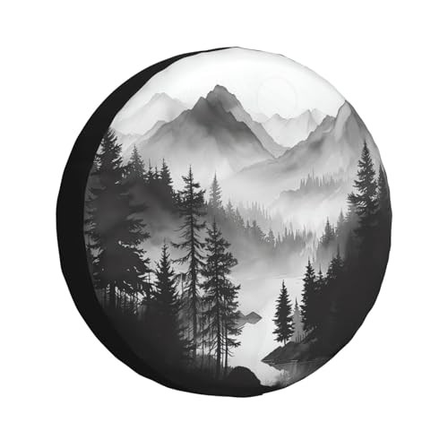 Mountain Lake Tree Landscape Spare Tire Cover Weatherproof Universal Wheel