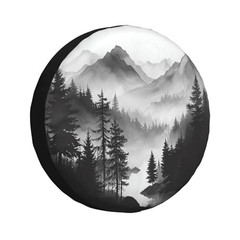 Mountain Lake Tree Landscape Spare Tire Cover Weatherproof Universal Wheel
