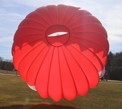23ft steerable round reserve parachute canopy – red – MINT