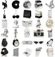 Aesthetic Stickers Black and White Sticker Pack 60PCS, Y2K Sticker for Laptop De