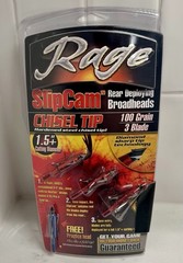 Rage Chisel Tip SC 3-Blade 100 Grain Broadheads 1.6in Cut Red Silver