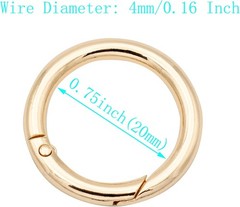 Elegant Gold Spring O Rings Carabiners – 20pcs, Anti-Rust and Durable Design
