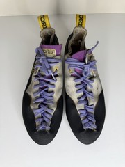 Vintage La Sportiva Rock Climbing Shoes Women’s 41.5 Gray Purple Lace Up Italy