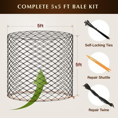 5×5 ft Round Bale Hay Net for Horses – 2 Inch Hole Slow Feeder – 4×4
