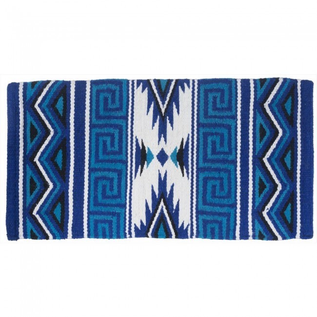 Tough-1 Turquoise/Black/BlueMayan Pattern Wool 36 x 34″ Saddle Blanket 35-9050