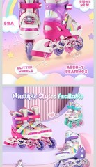 SULIFEEL Rainbow Unicorn Adjustable Inline Skates for Girls Boys and Kids wit…