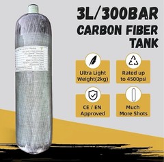 3L/183ci CE Carbon Fiber Tank 4500psi Pcp Tank with Dual Gauge Valve Lightwei…