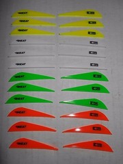 @CUSTOM COLORS@ 100 Bohning 2.5″ HEAT Vanes! neon orange green white yellow
