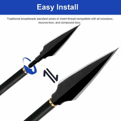 12Pcs Archery Arrowheads Broadheads 150gr Screw Points Bow Crossbow for Hunting