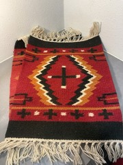 Set Of 2: Hand Woven Wool Saddle Blanket Rugs Navajo Southwest ~16×20” Decor