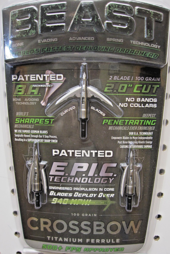 Bowmar Beast Titanium Crossbow Broadheads 2 Inch 100 Grain 3 Pack New