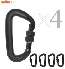 4 Pack 12 KN D-Shaped Locking Carabiners Clip Heavy Duty Aviation Aluminum
