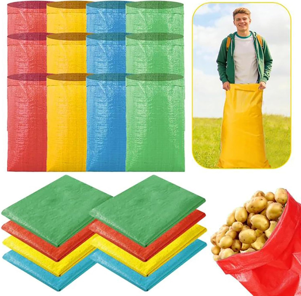 Potato Sack Race Bags for Adults, 51X25 Plastic Bags, Large Size Game Race Bag