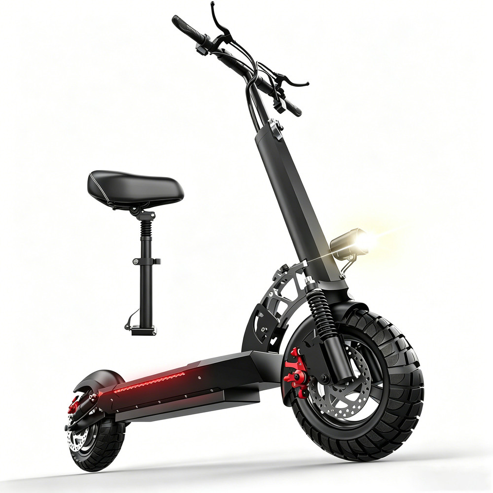 1000W Adult Folding Electric Scooter w/ Seat 48V 13AH 45Miles 25MPH 10″ Off Road