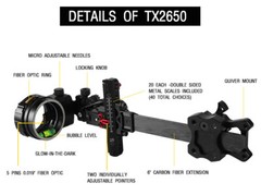 5 Pin Compound Bow Sight Carbon Scope 4X 6X 8X Lens .019″ Archery Hunting RH LH