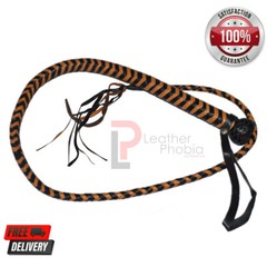 Professional 04 Feet 8 Plaits Cow Hide Leather Bull Whip Handmade Rope Core Whip