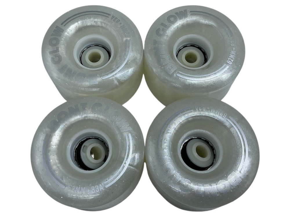 Bont Glow LED Light Up Wheels 62x38mm 83A Set Of 4 Pearl White