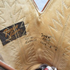 Tony Lama 6214 Western Boots Mens 8 D Cowboy Brown Lizard Snip Toe Vamp USA Made