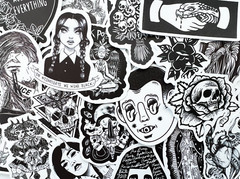100 Cool Black and White Goth Laptop Stickers Dark Skull Tattoo Decals