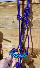 Formay rope halter with 8 Ft lead With hand tied paracord noseband, Purple