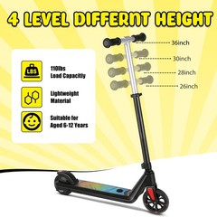 120W Kids Electric Scooter for age 8-12 Adjustable Speed &Height